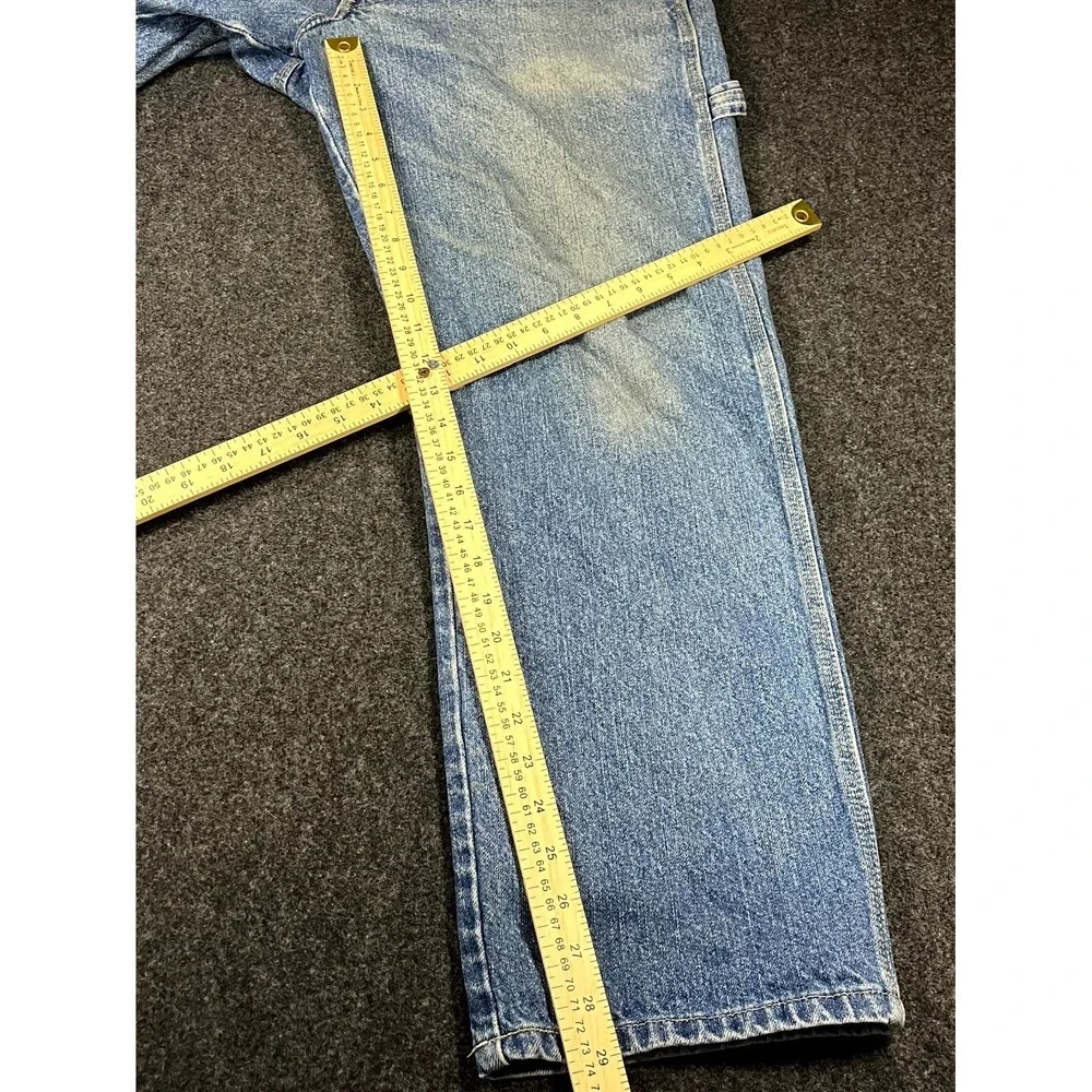 Dickies Carpenter Jeans Men 35x29 Blue Denim Logo Mid Rise Straight Leg Workwear